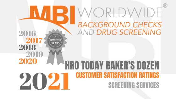 MBI WORLDWIDE RECEIVES NATIONAL RECOGNITION ONCE AGAIN MAKING HRO TODAY BAKER'S DOZEN LIST FOR 2021